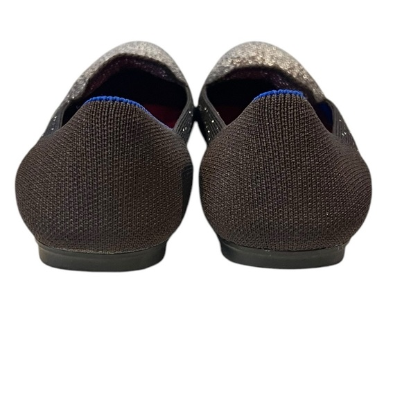 Rothys 7 Black Silver Metallic Glitter Loafers Flats Luxury Comfort Shoe Office - Picture 5 of 11